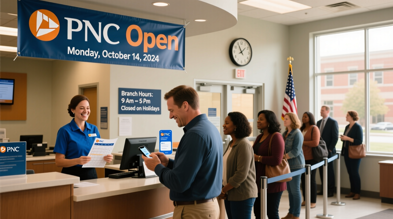 is pnc open on columbus day