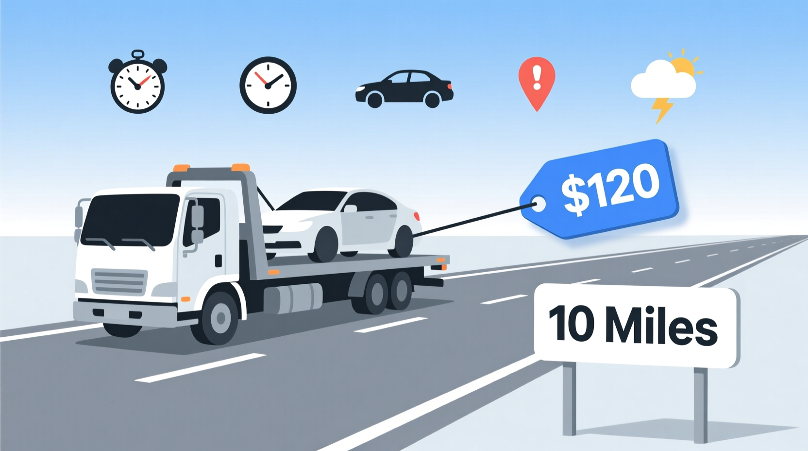 how much is it to tow a car 10 miles