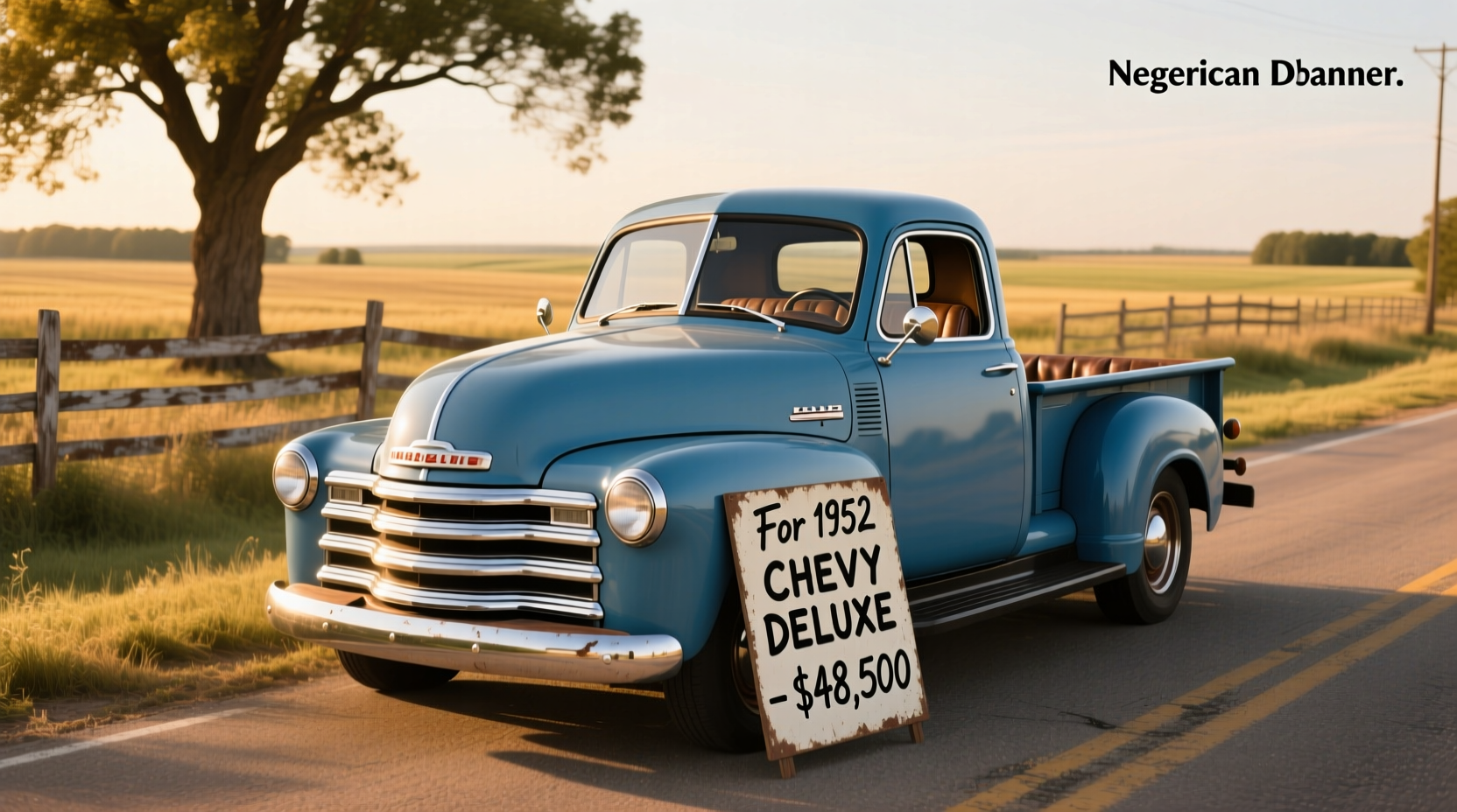 1952 Chevy Deluxe pickup truck parked outdoors with vintage aesthetic