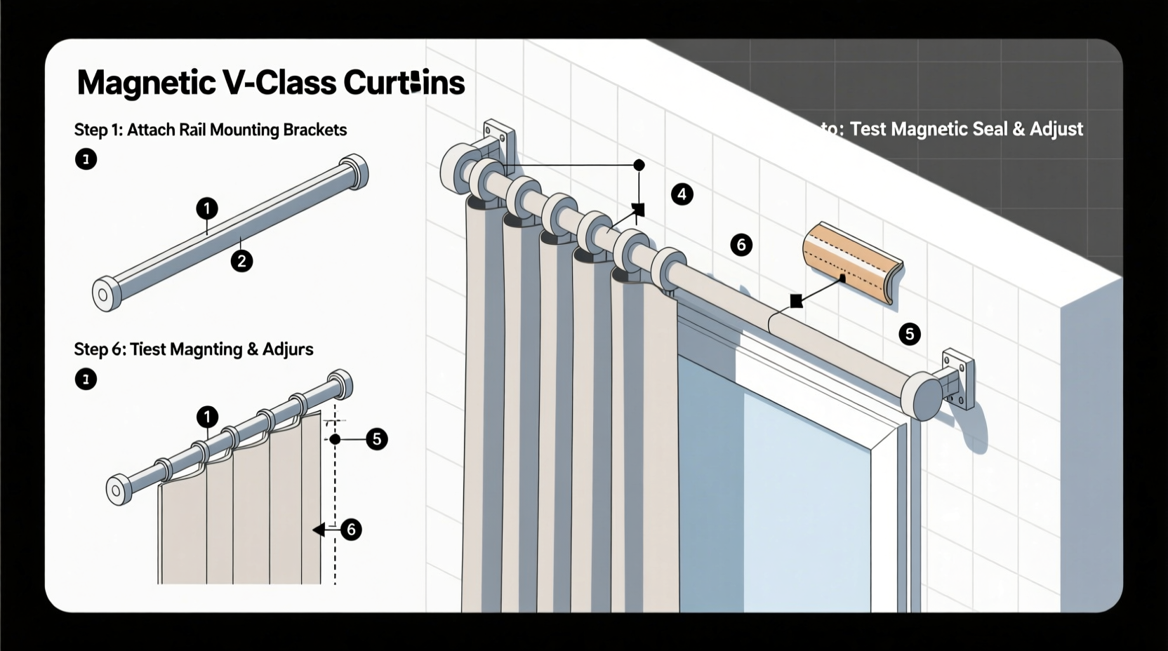 magnetic v class curtains install