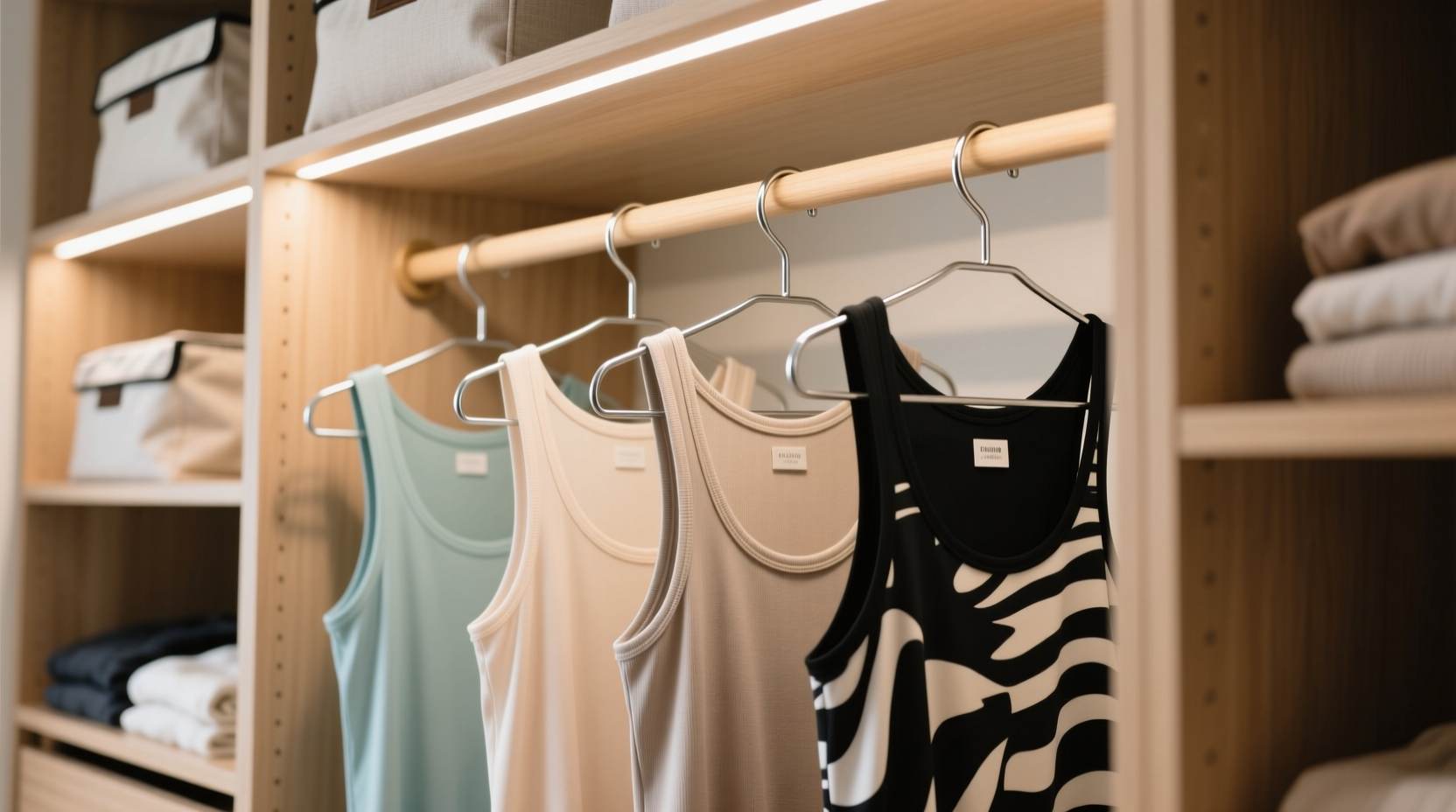 hang tank tops in your closet with shower curtain rings