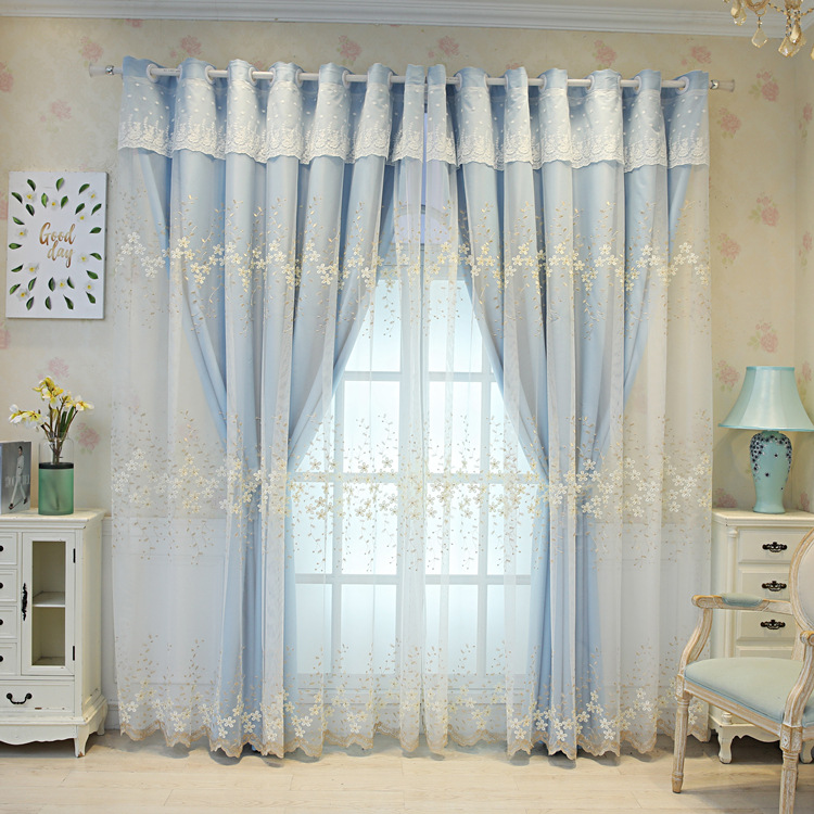 新品上市260x 260cm两层遮光涤纶刺绣豪华窗帘卧室