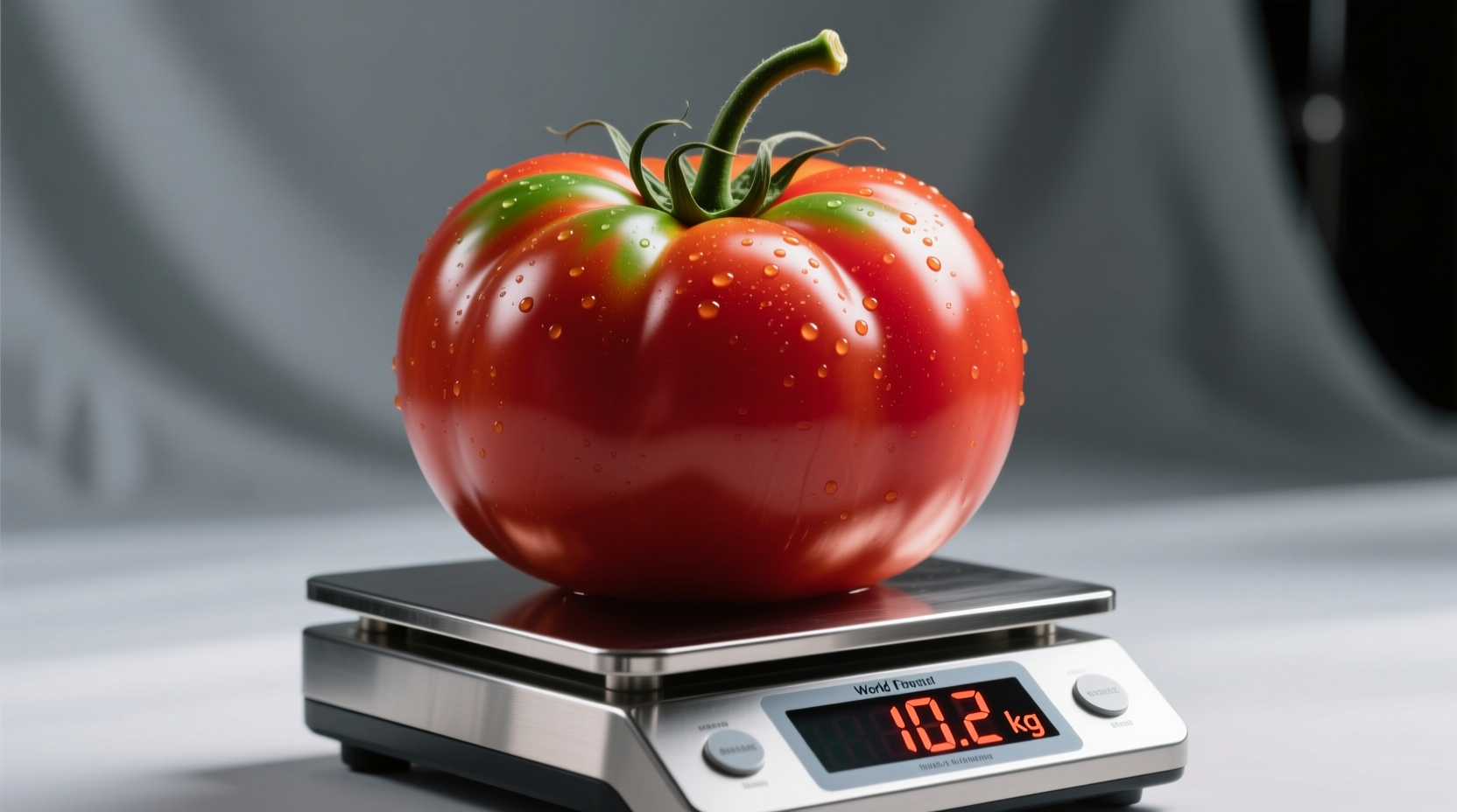 World record giant tomato on weighing scale