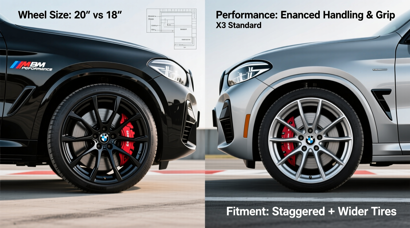 x3 m sport vs standard wheel