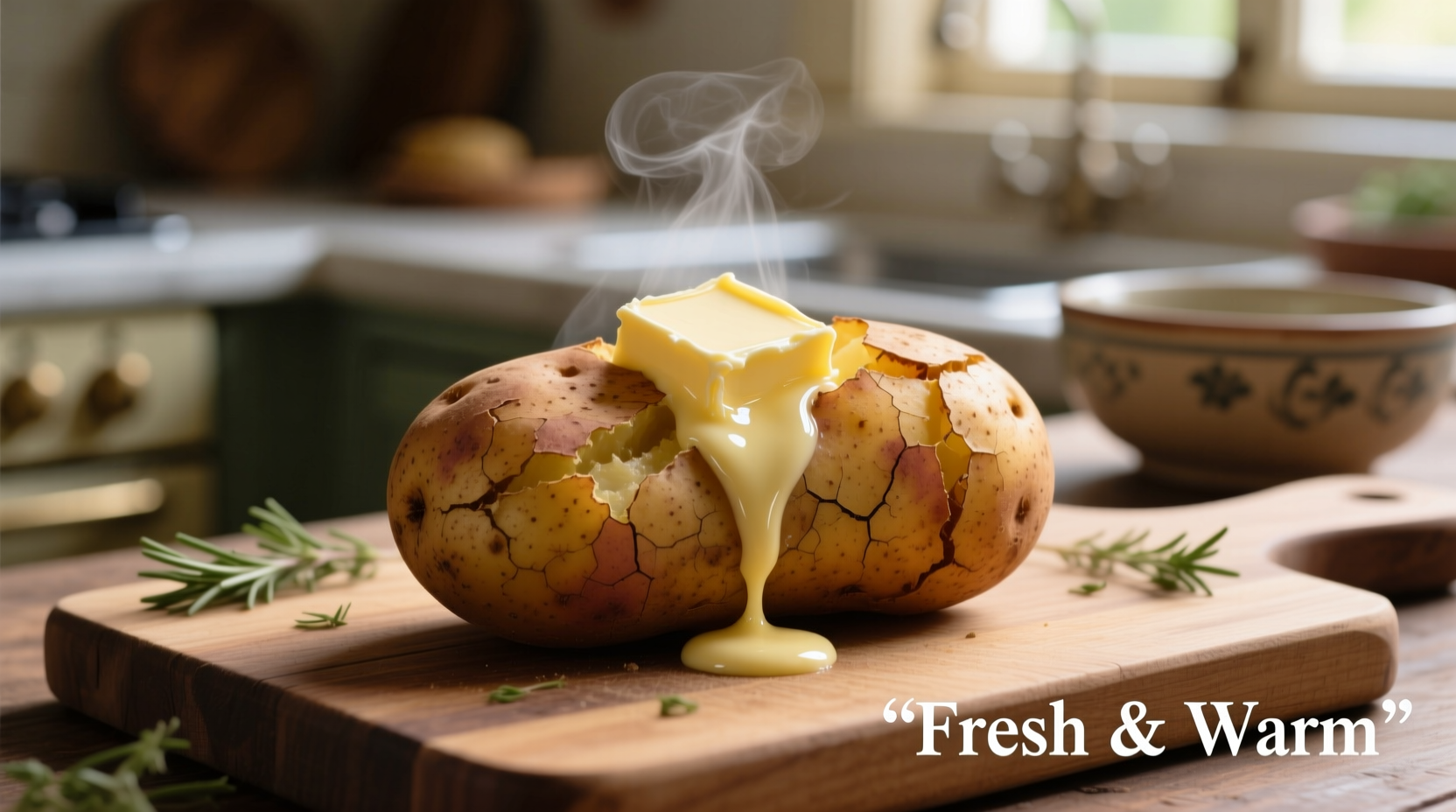 Freshly baked potato with butter melting on top