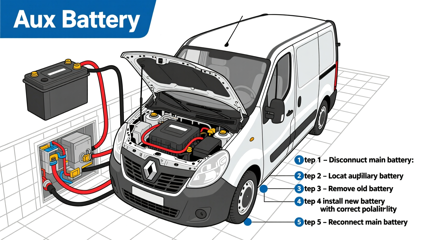 renault traffic aux battery failure fix