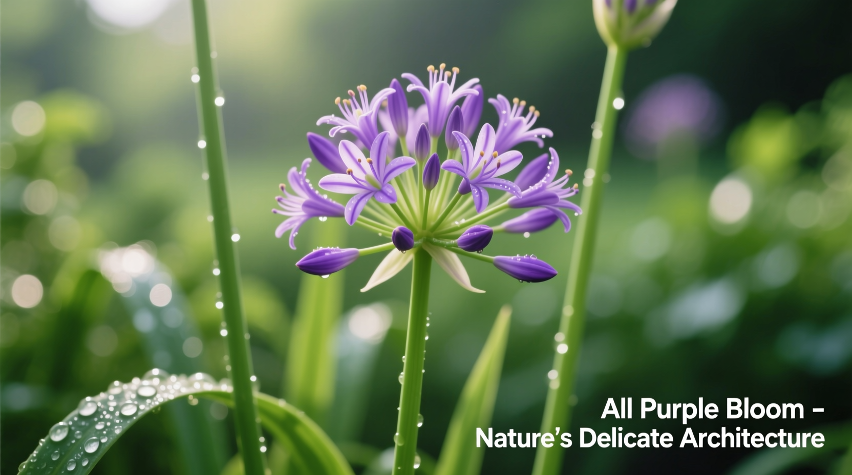 Close-up of purple onion plant flowers on green stalk