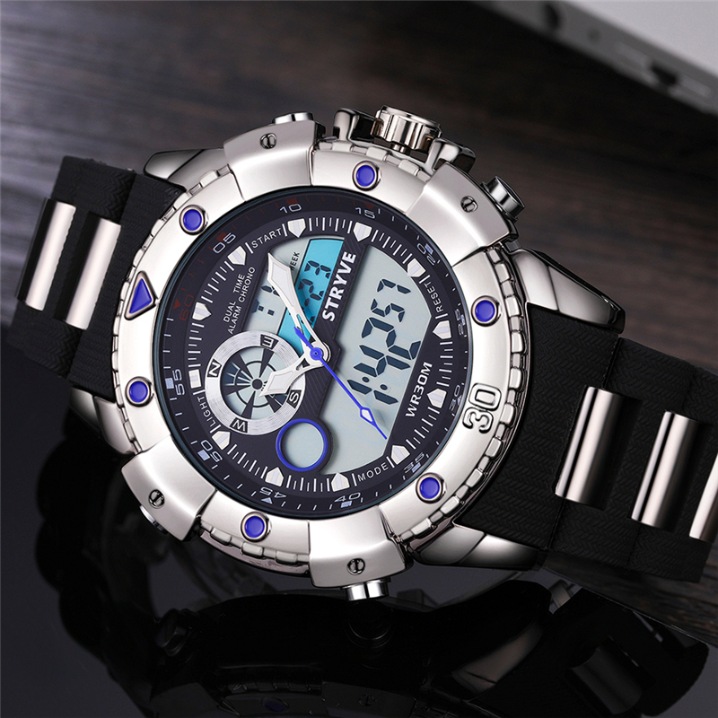 NAVIFORCE Orologio Uomo Sportivo Analogico-Digitale - Impermeabile 5ATM - Cronografo Sveglia - Cinturino Silicone Nero - 2