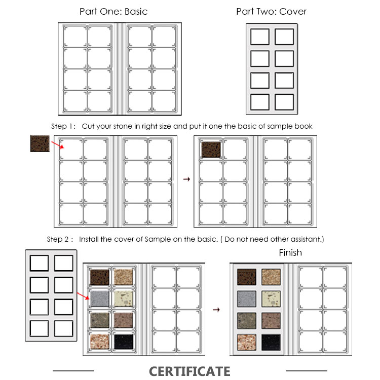 Diode Stone Display Marble Tile Sample Plastic Display Quartz Sample In Book Holder For Granite And Folder