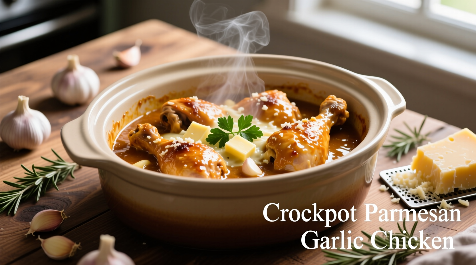 Perfect Crockpot Parmesan Garlic Chicken Recipe | 4-Ingredient