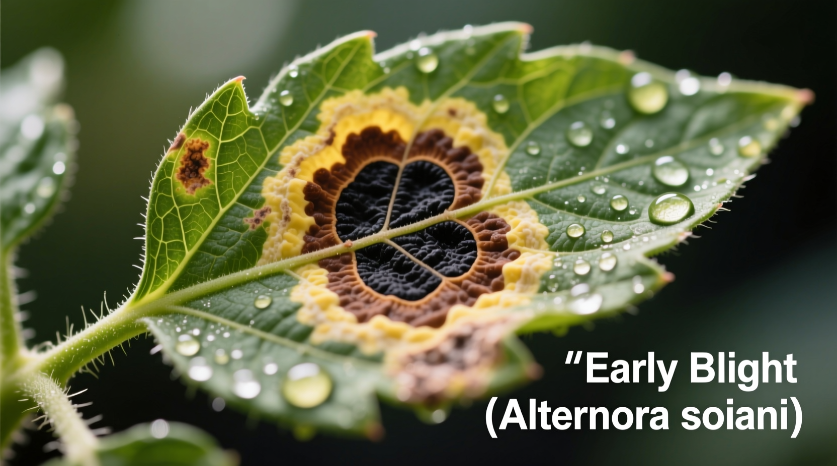 Tomato leaf showing bull's-eye pattern of early blight