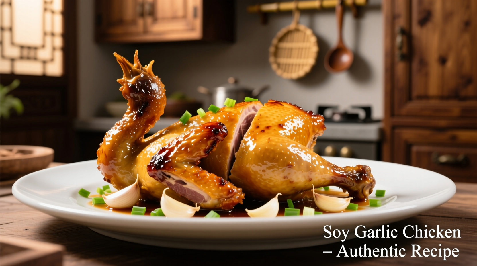 Golden soy garlic chicken with visible glaze