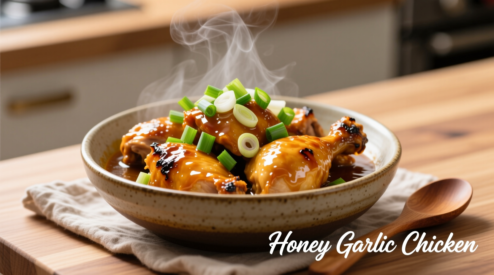 Slow cooker honey garlic chicken with fresh garnish
