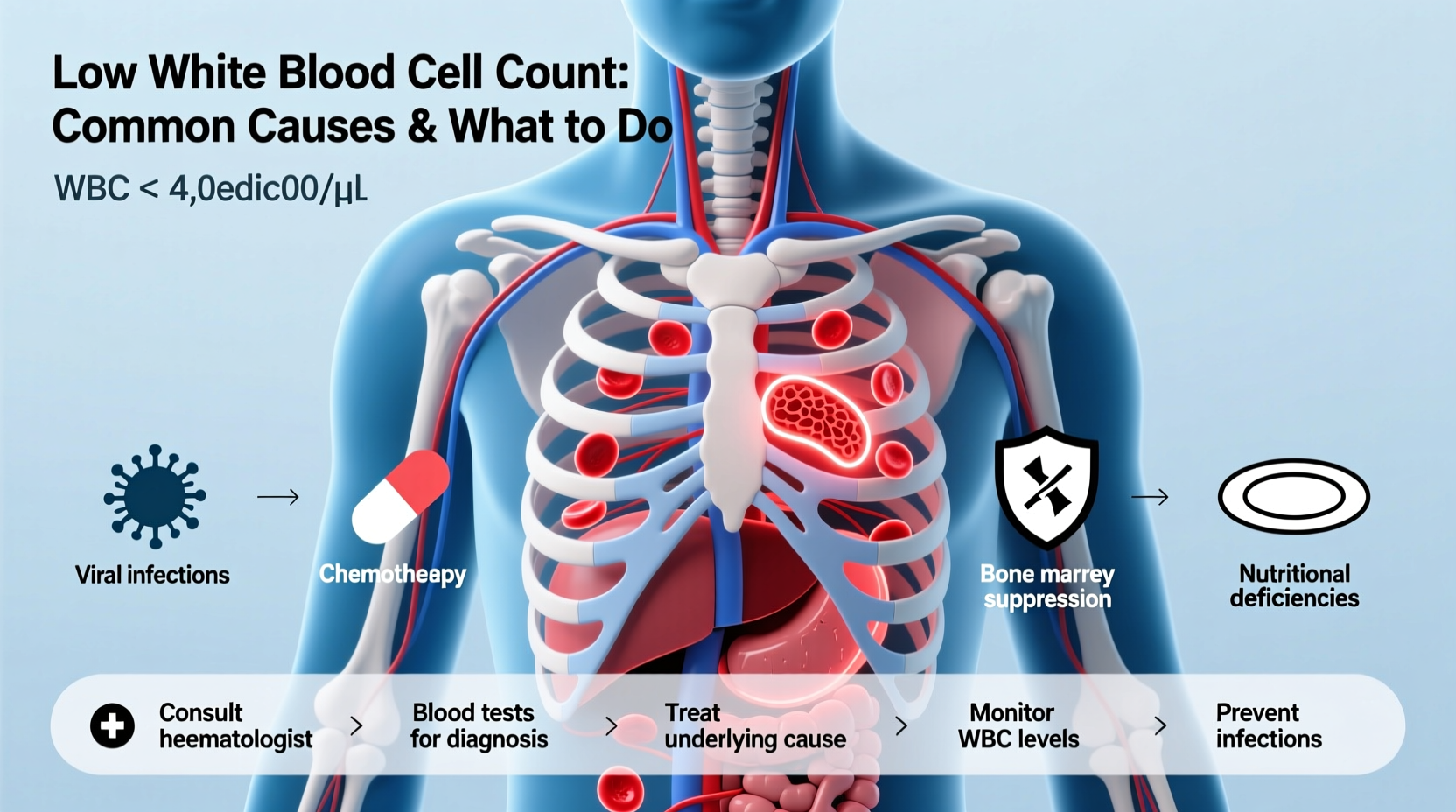 low white blood cell count common causes what to do