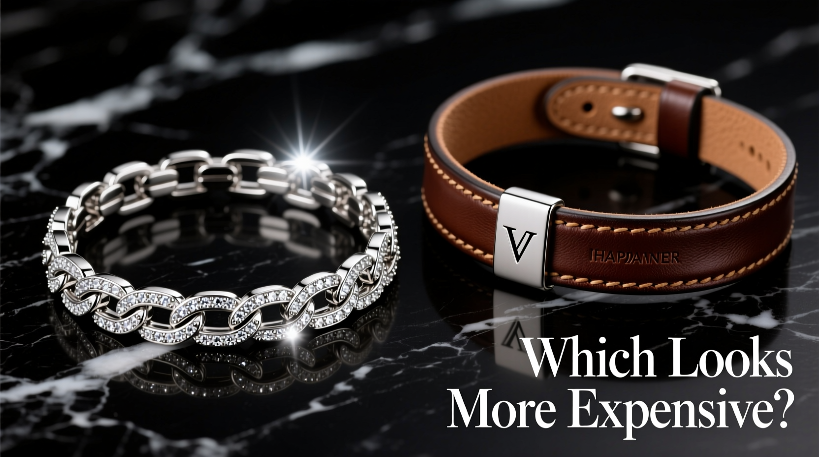 moissanite cuban vs leather bracelet which one looks more expensive without actually being it