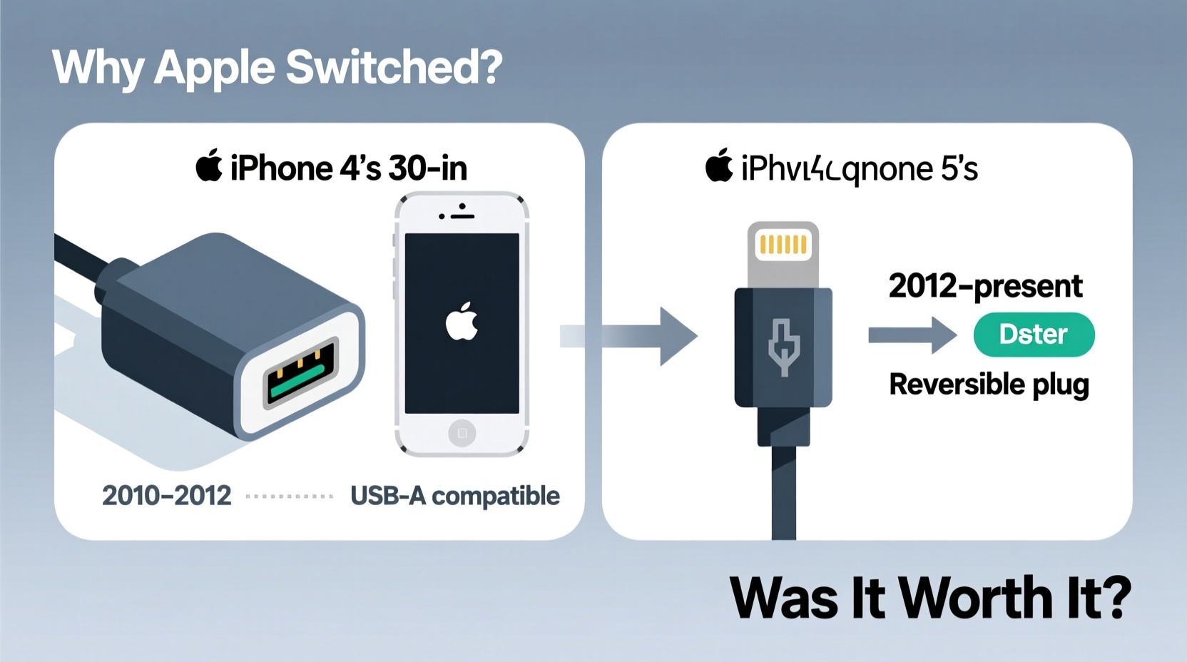 why did apple ditch the iphone 4 charger for the iphone 5 lightning connector was it worth it
