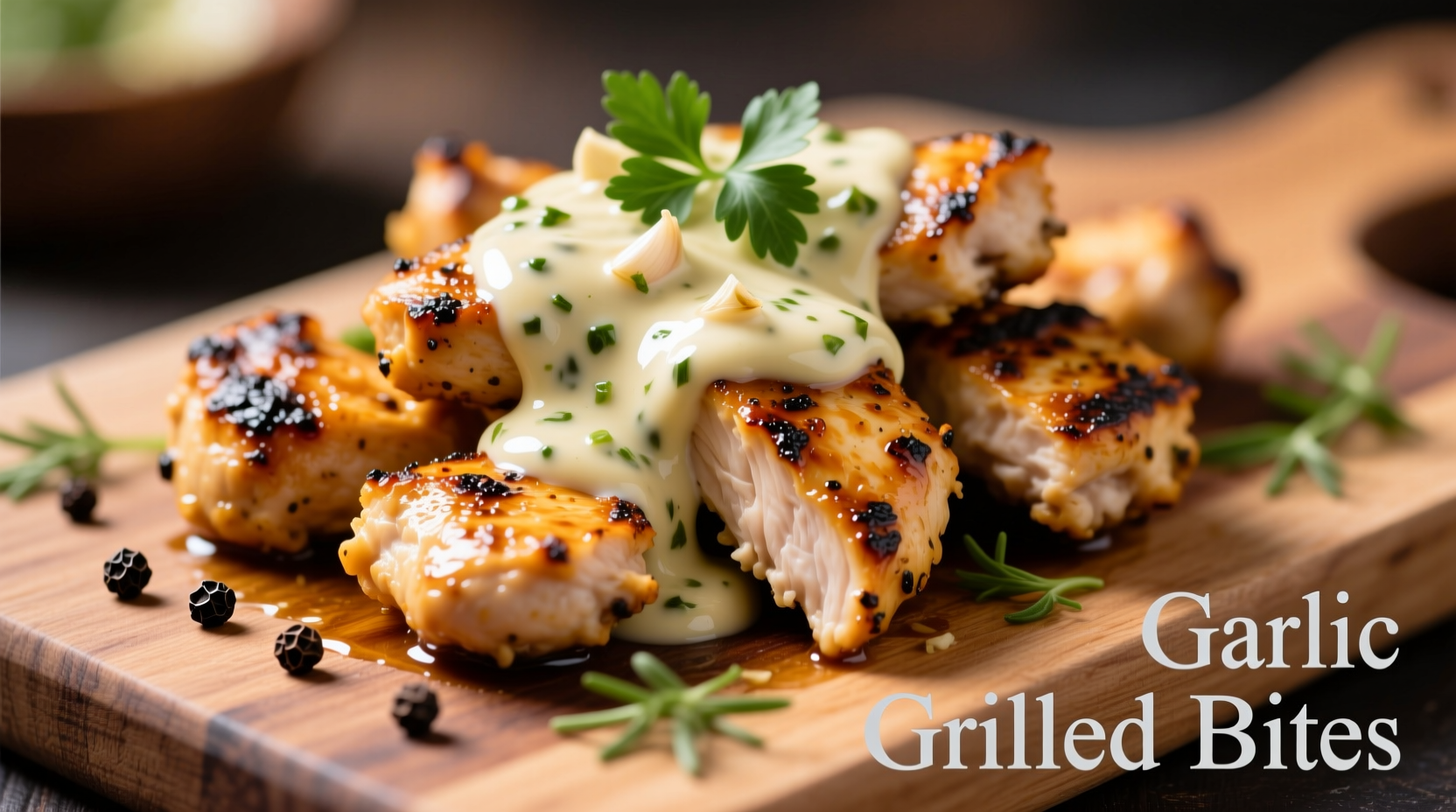 Perfect Grilled Chicken Bites with Creamy Garlic Sauce Recipe