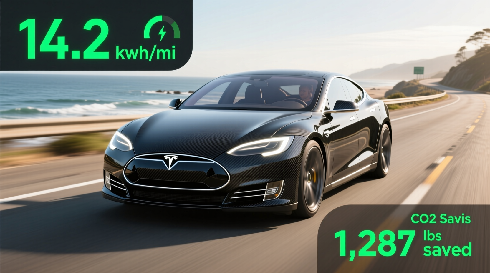 model s carbon efficiency trip