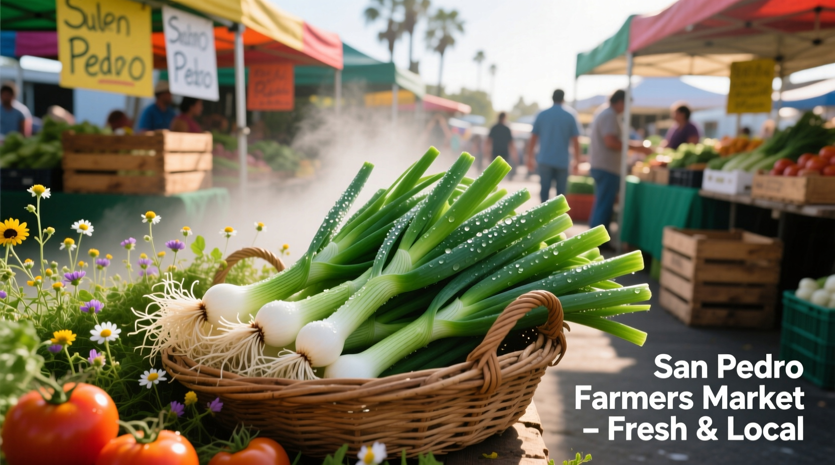 Fresh green onions at San Pedro farmers market