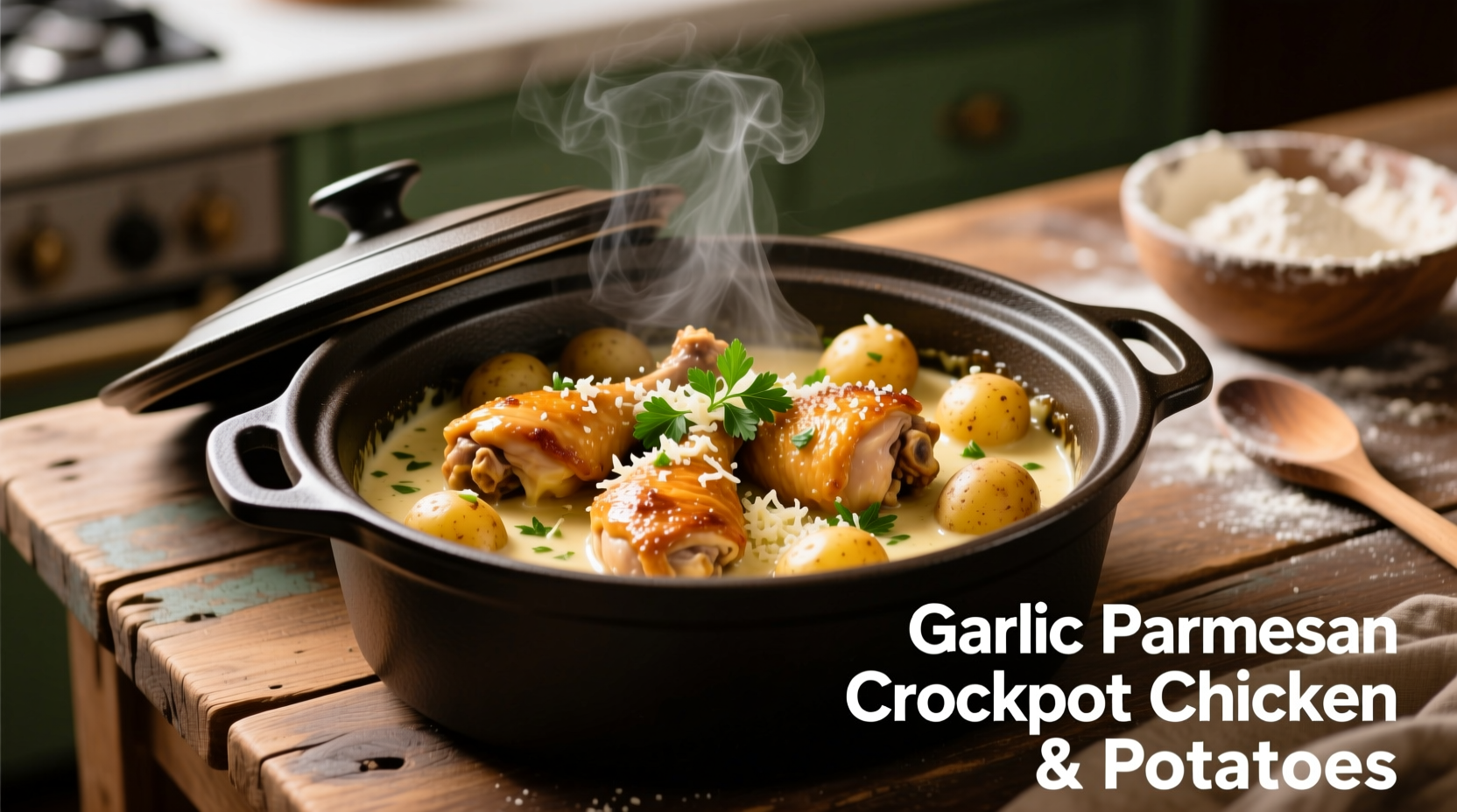 crockpot garlic parmesan chicken and potatoes