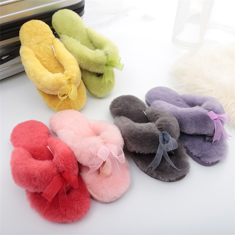 Custom Designers Fuzzy Slippers for Ladies Faux Fur Fluffy House Flats Flip Flops Warm Shoes