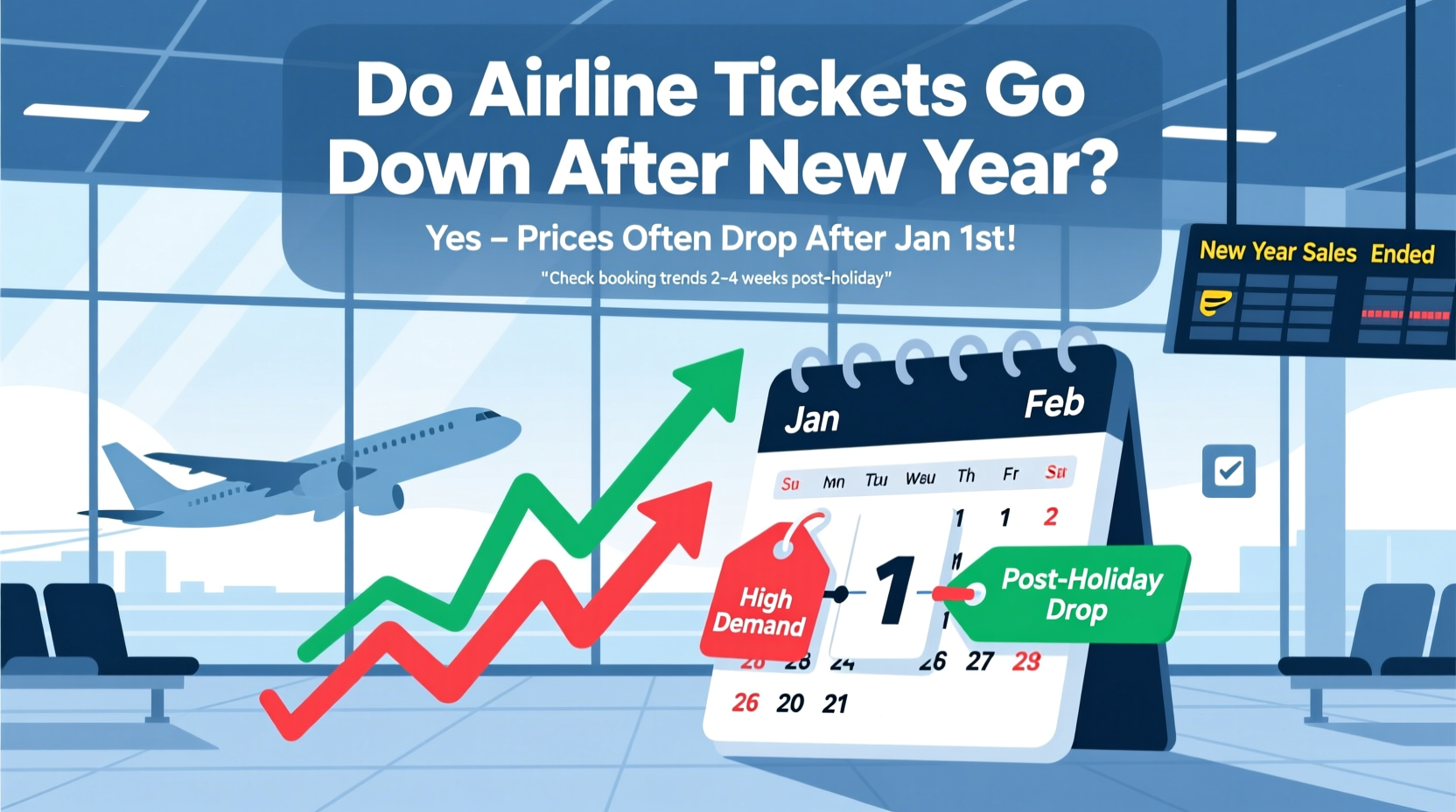 do airline tickets go down after new year
