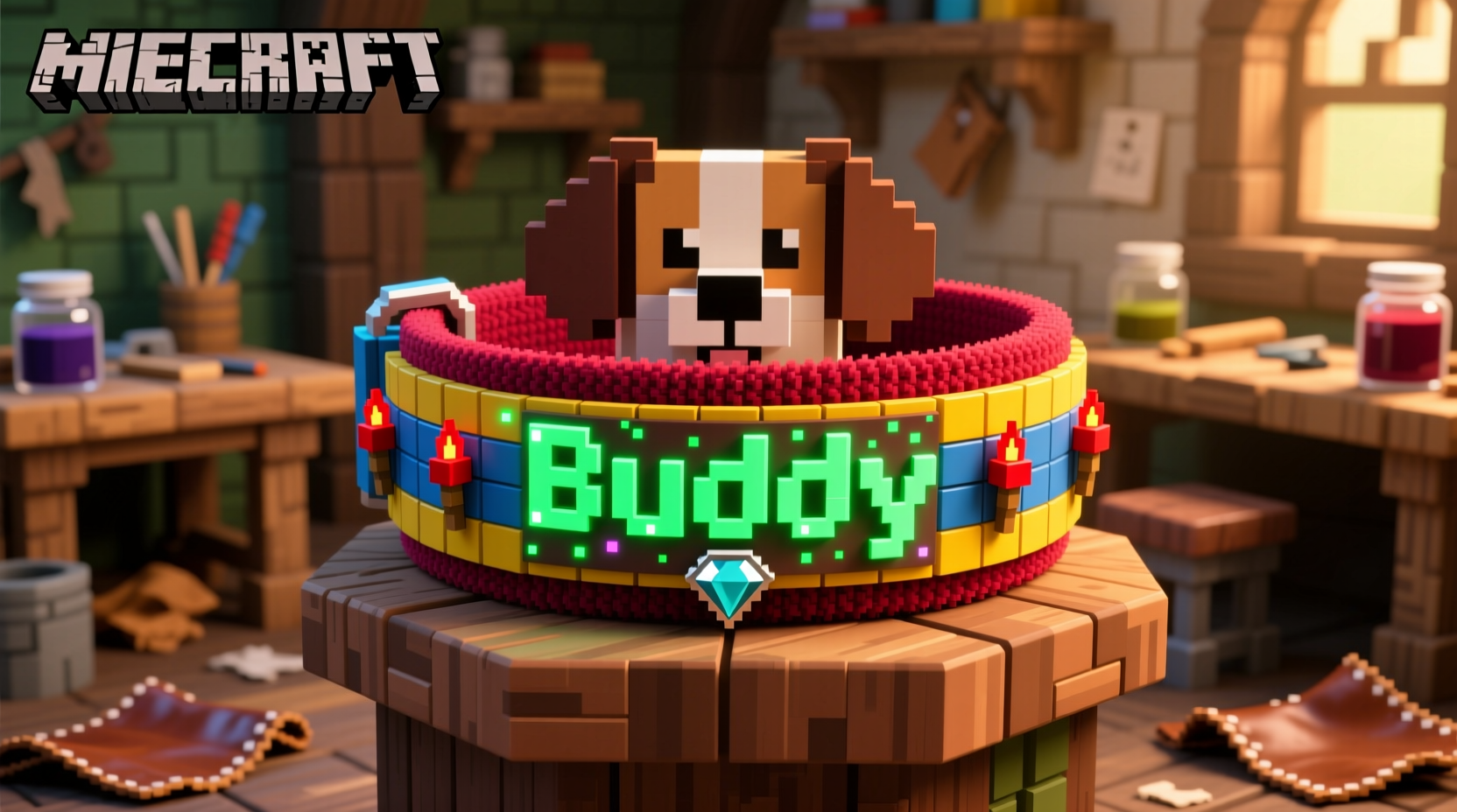 creative ways to dye and customize dog collars in minecraft pe for a personal touch