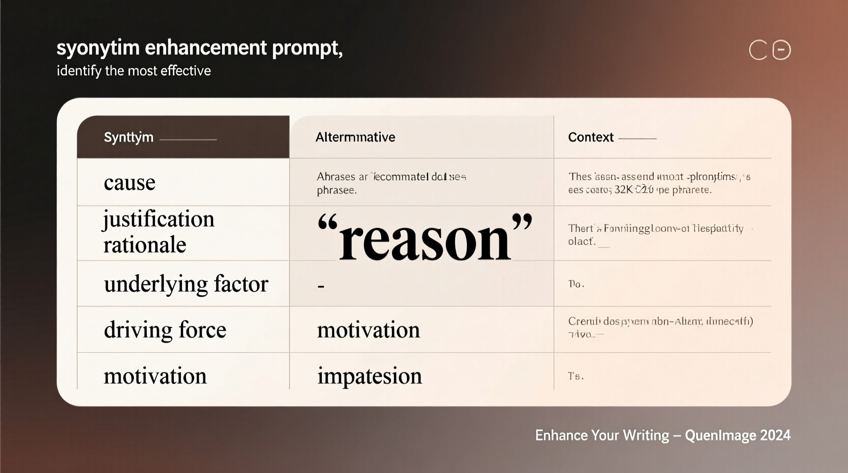 reason why synonym best words phrases to use instead