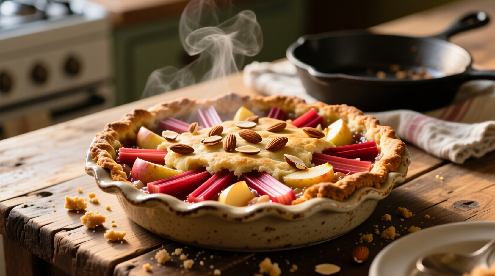 rhubarb apple almond cobbler