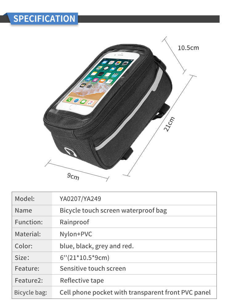Rain Proof Saddle Bag with Cell Phone Pocket