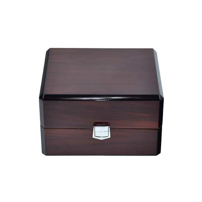 Deluxe Brown Glossy MDF Glossy Wooden Watch Box With Pu Leather Pillow