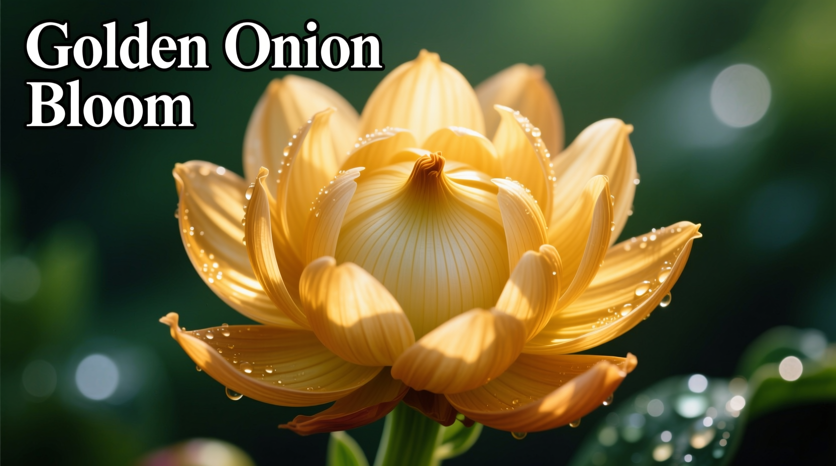 Perfectly bloomed onion with golden petals