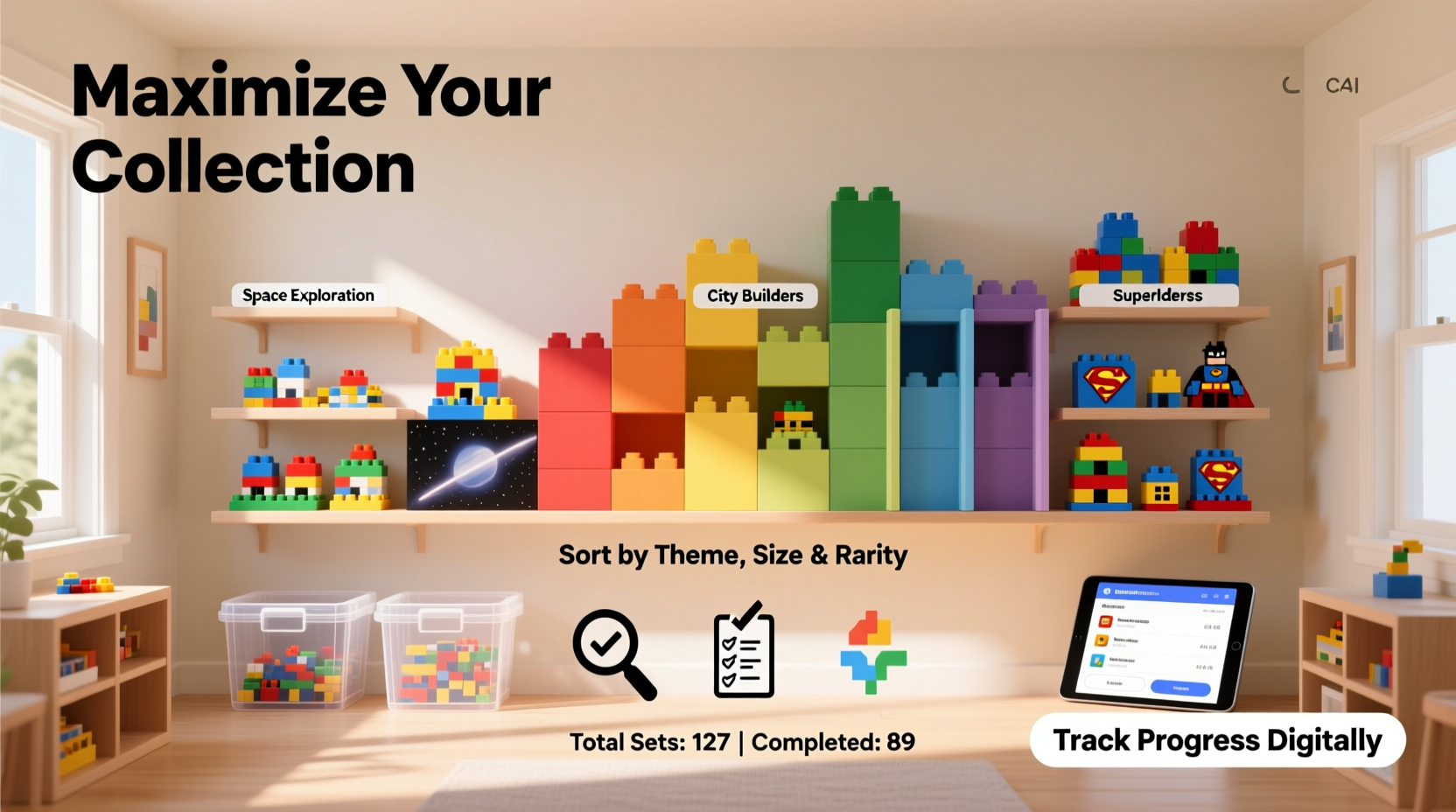 creative strategies to organize and maximize a large building block set collection