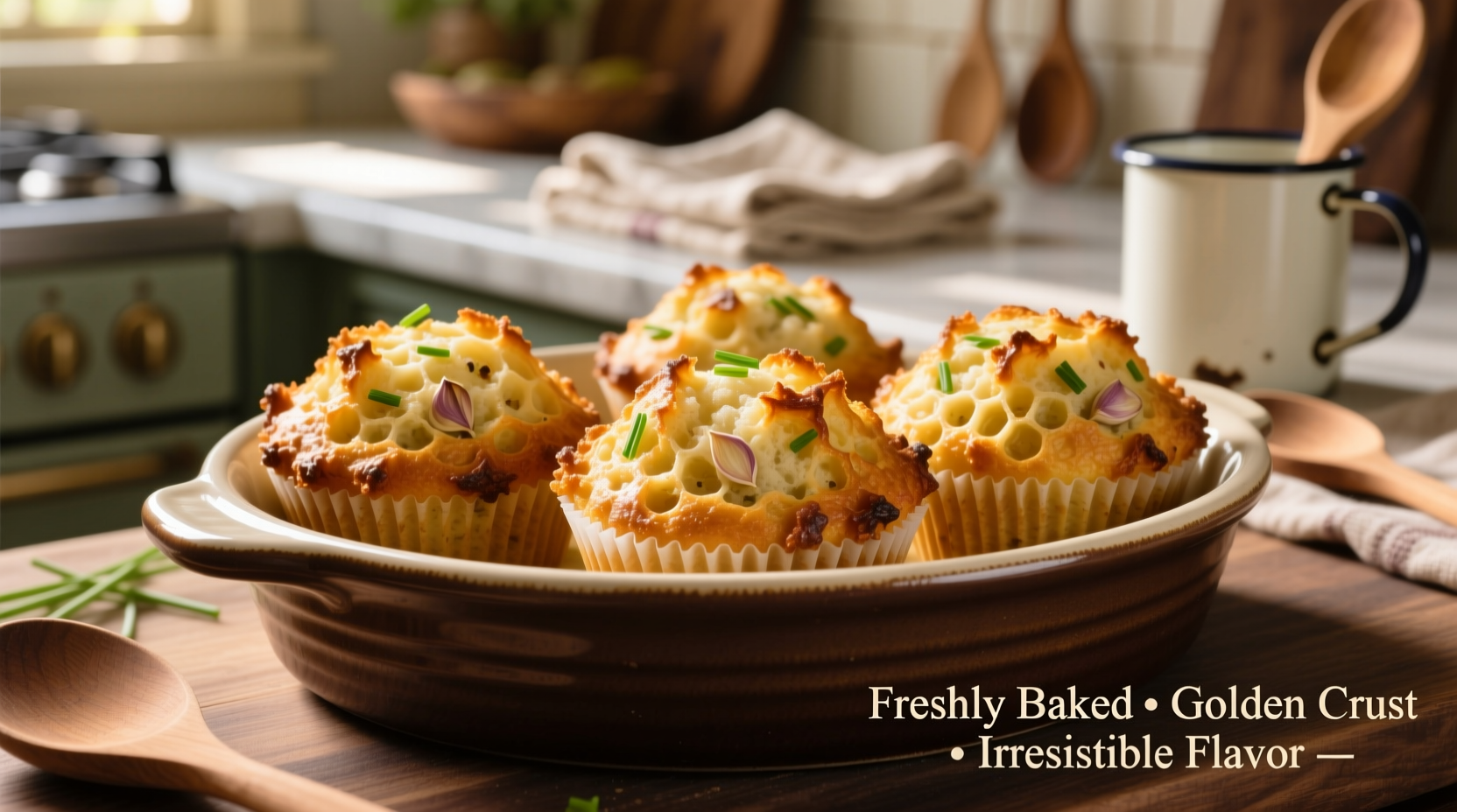 Golden potato muffins with crispy edges