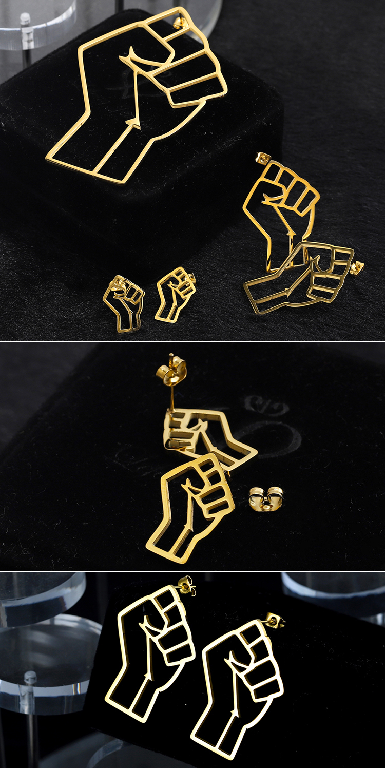 Nova chegada 2021 Aço inoxidável personalizado 18K Brincos de punho de ouro de 18k, 