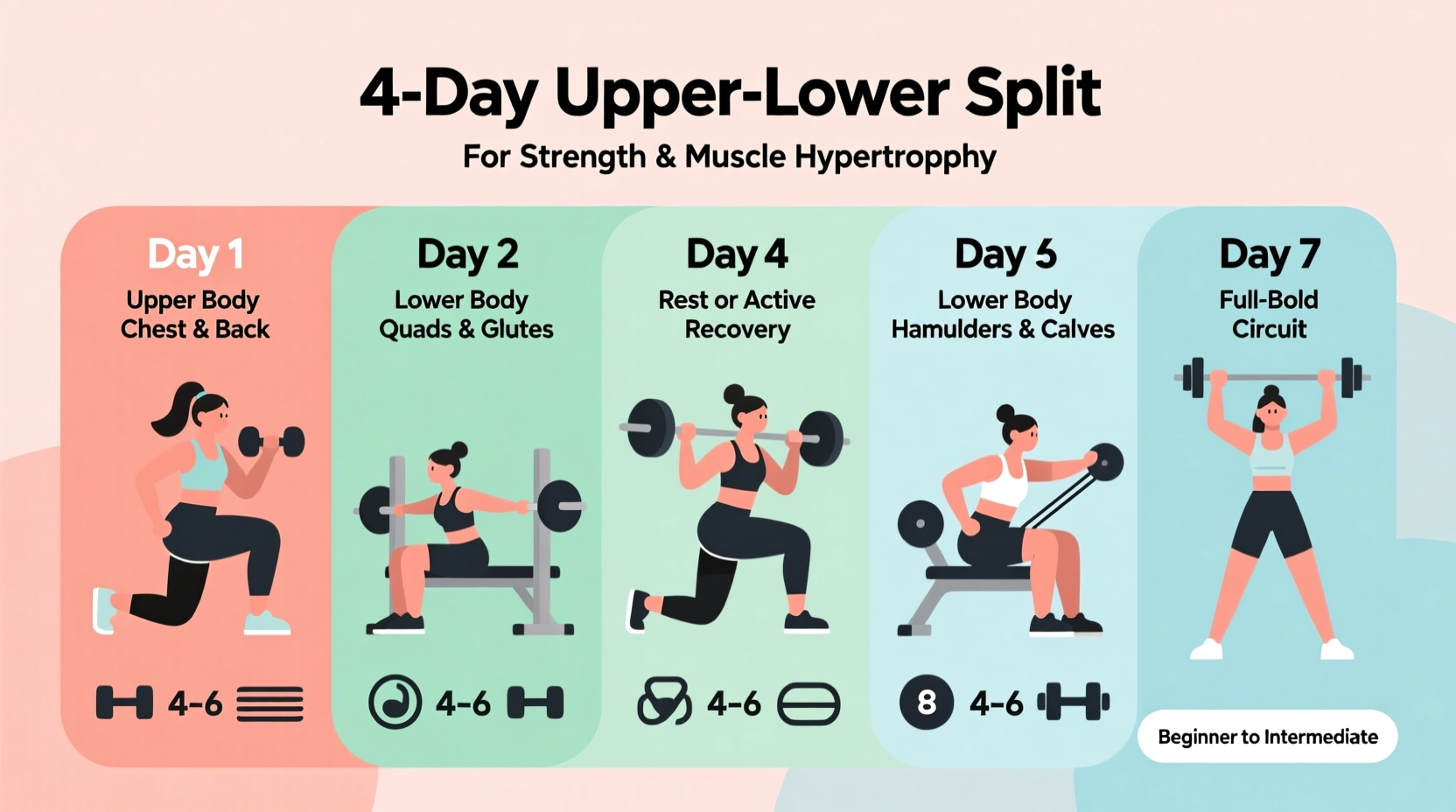 womens 4 day upper lower split