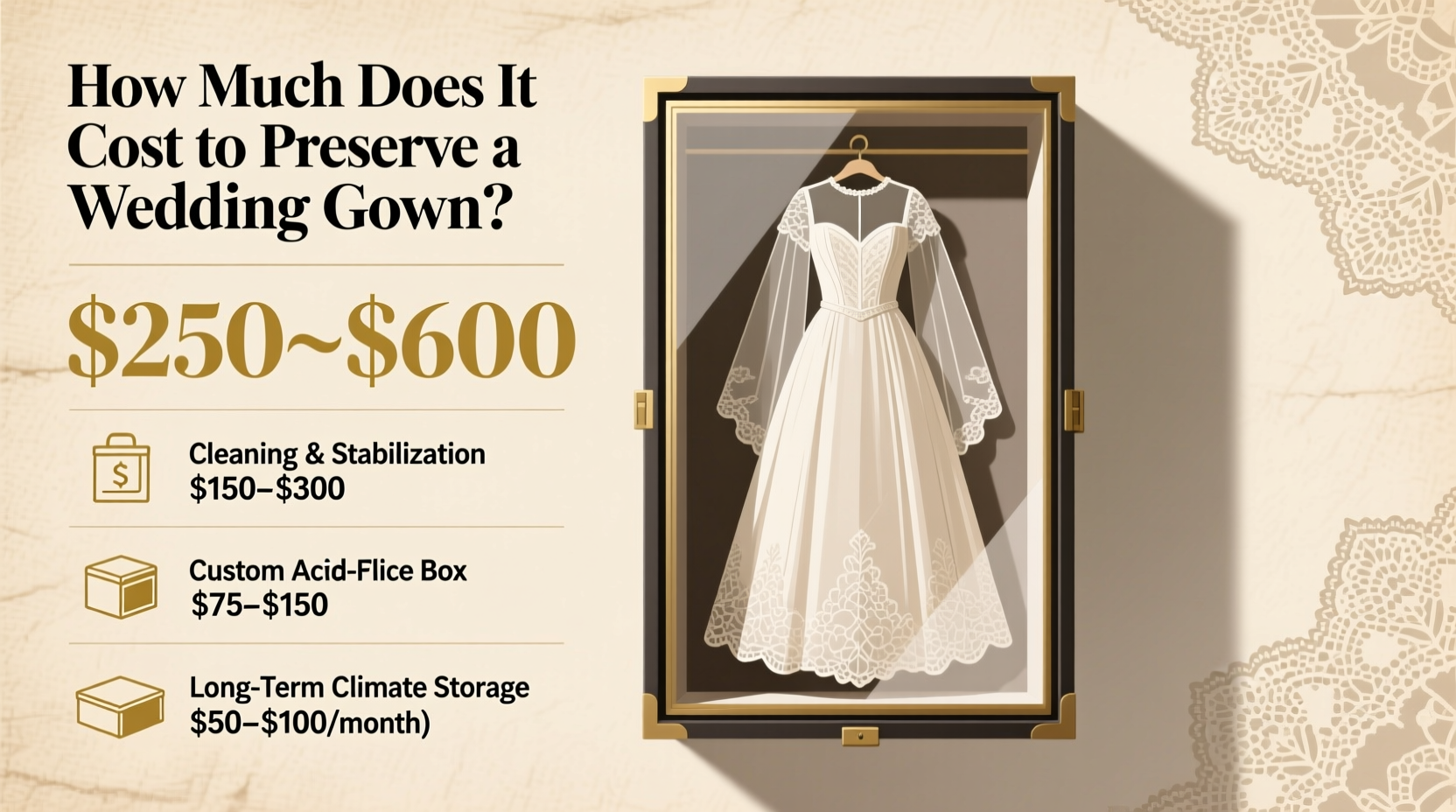 how much does it cost to preserve a wedding gown