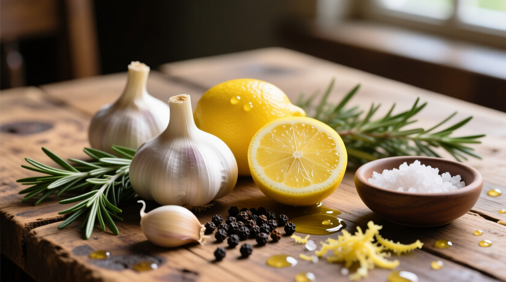 Fresh garlic and lemon chicken marinade ingredients