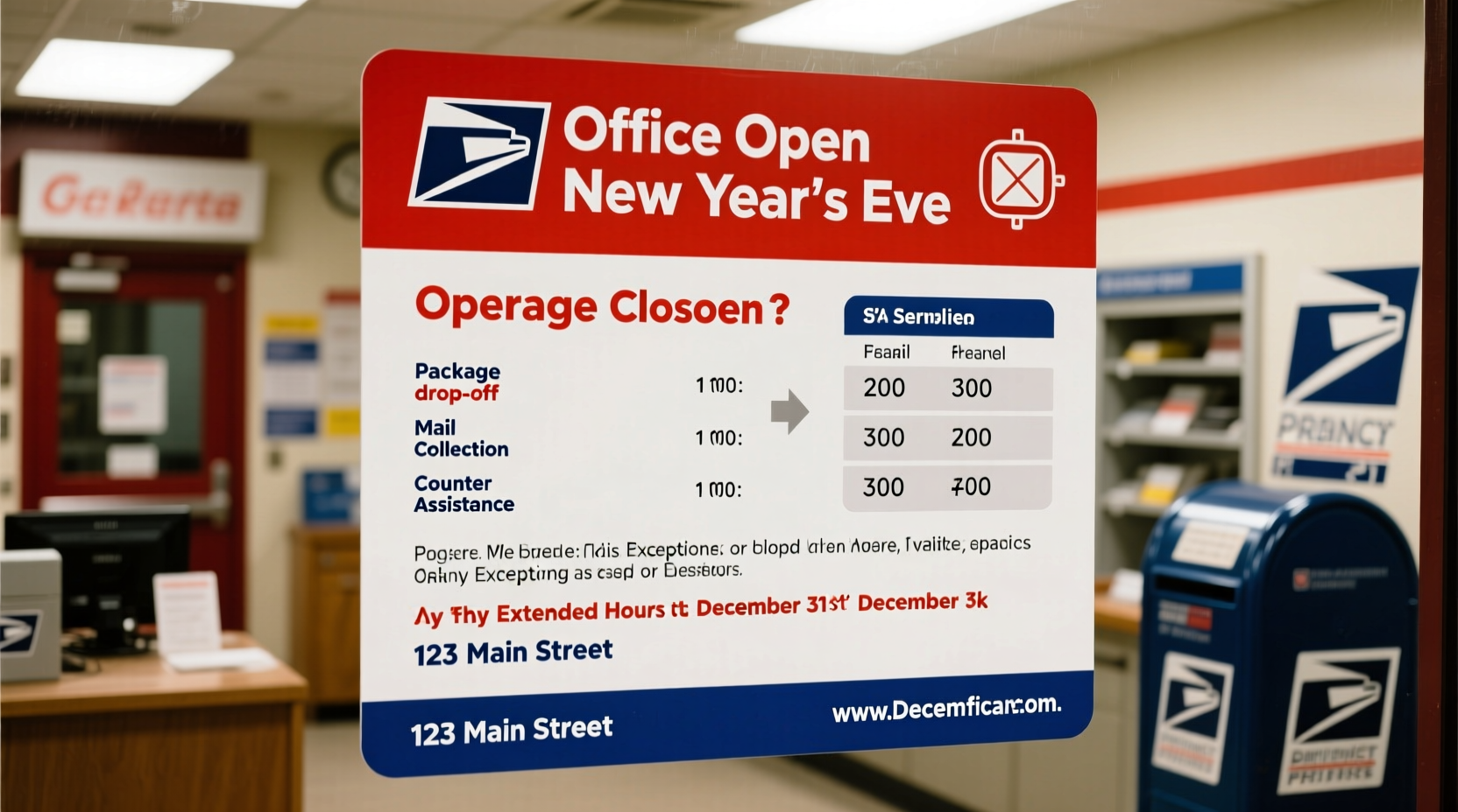 is post office open on new years eve