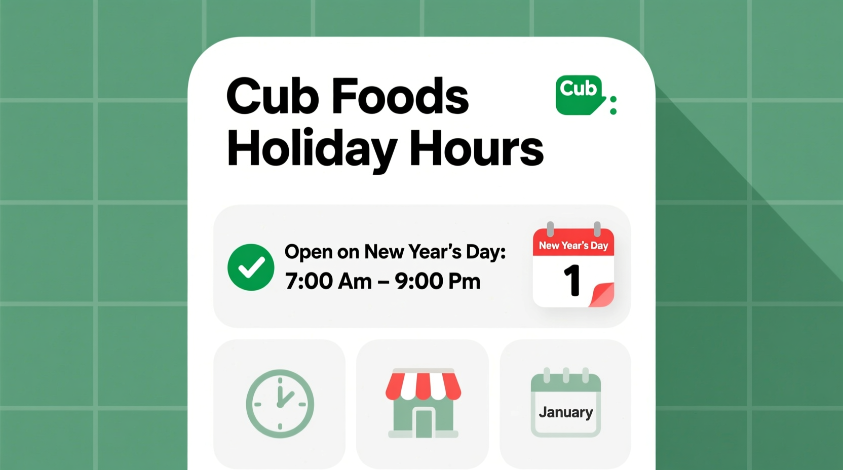 is cub foods open on new years day