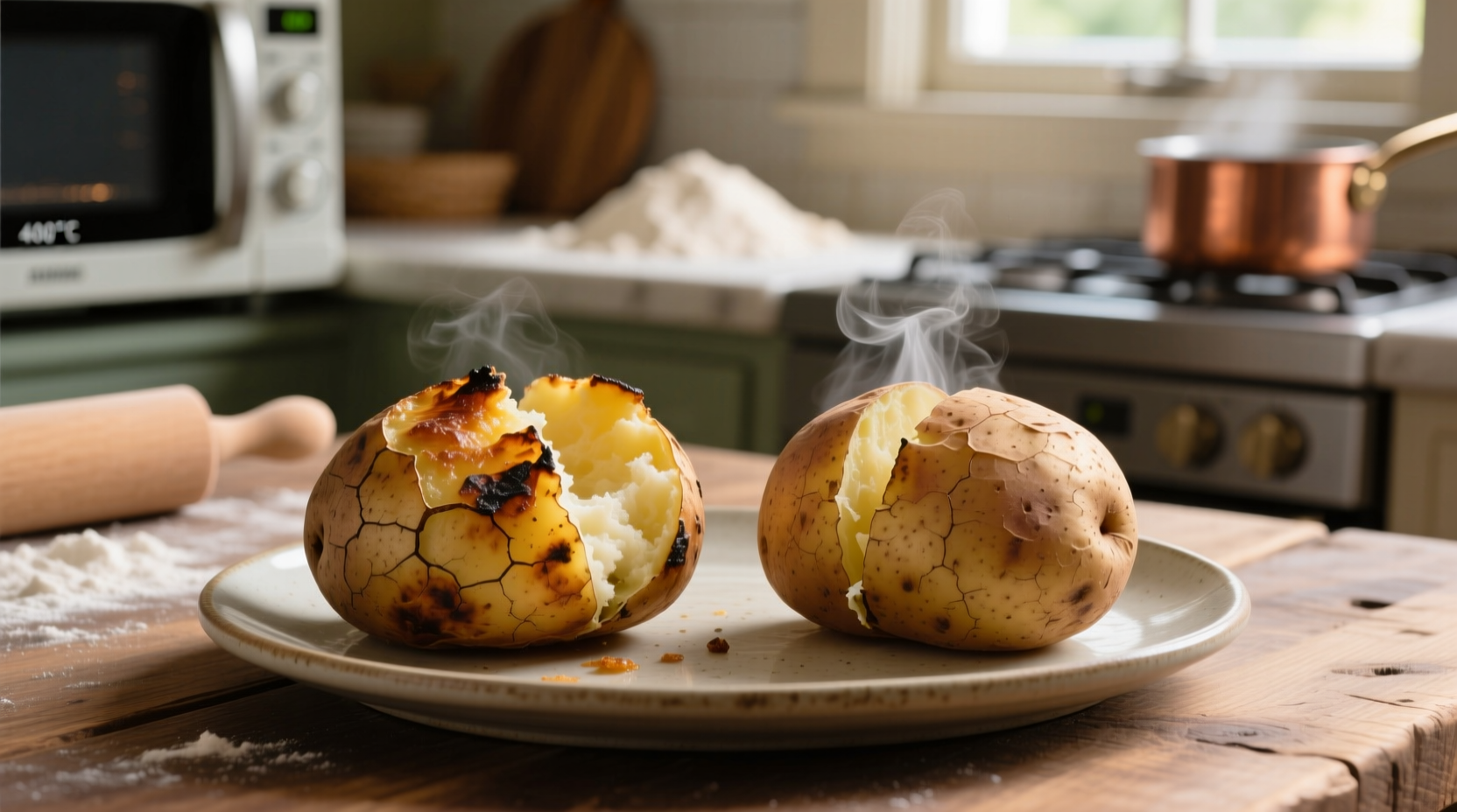 baked potato in the microwave and oven