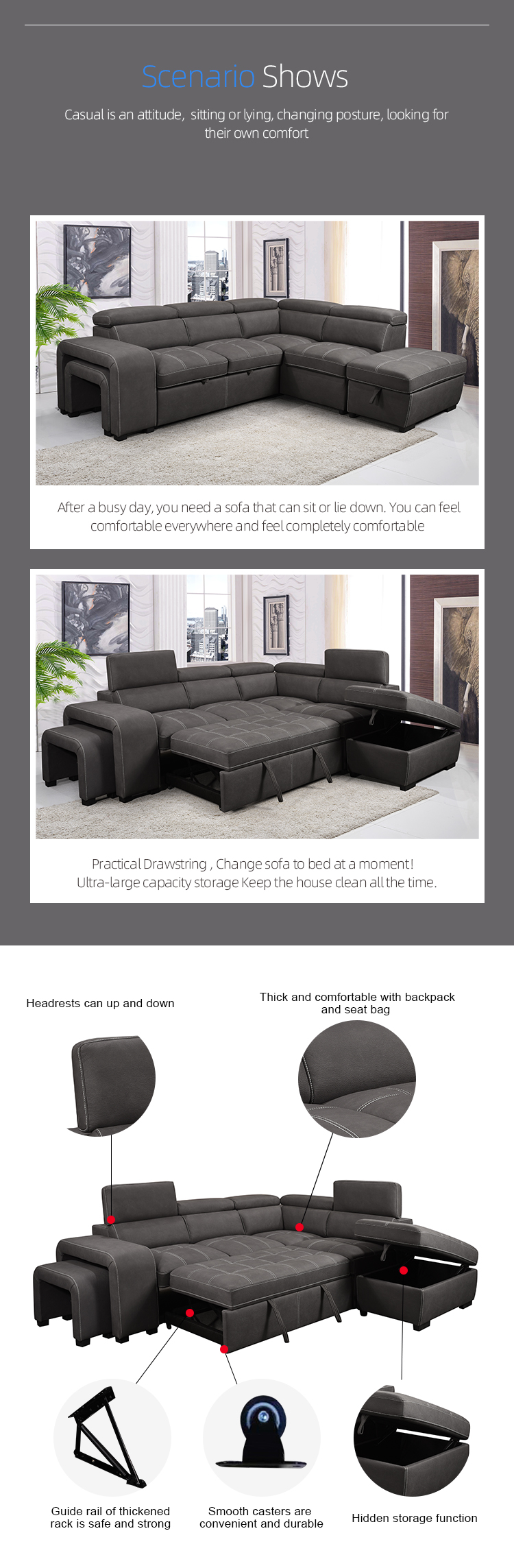 Sofa set designs Corner sofa bed foldable plastic leg Customizable living room sofa shape living room