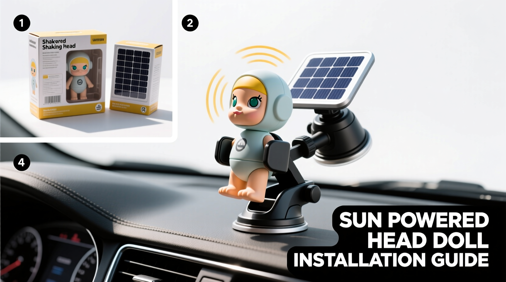 step by step guide to installing a solar powered shaking head doll in your car safely and easily