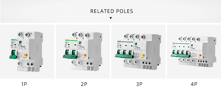 Singi SG65LE-63 1P+N elco circuit breaker mcb  6000A breaking capacity  rcbo 30ma