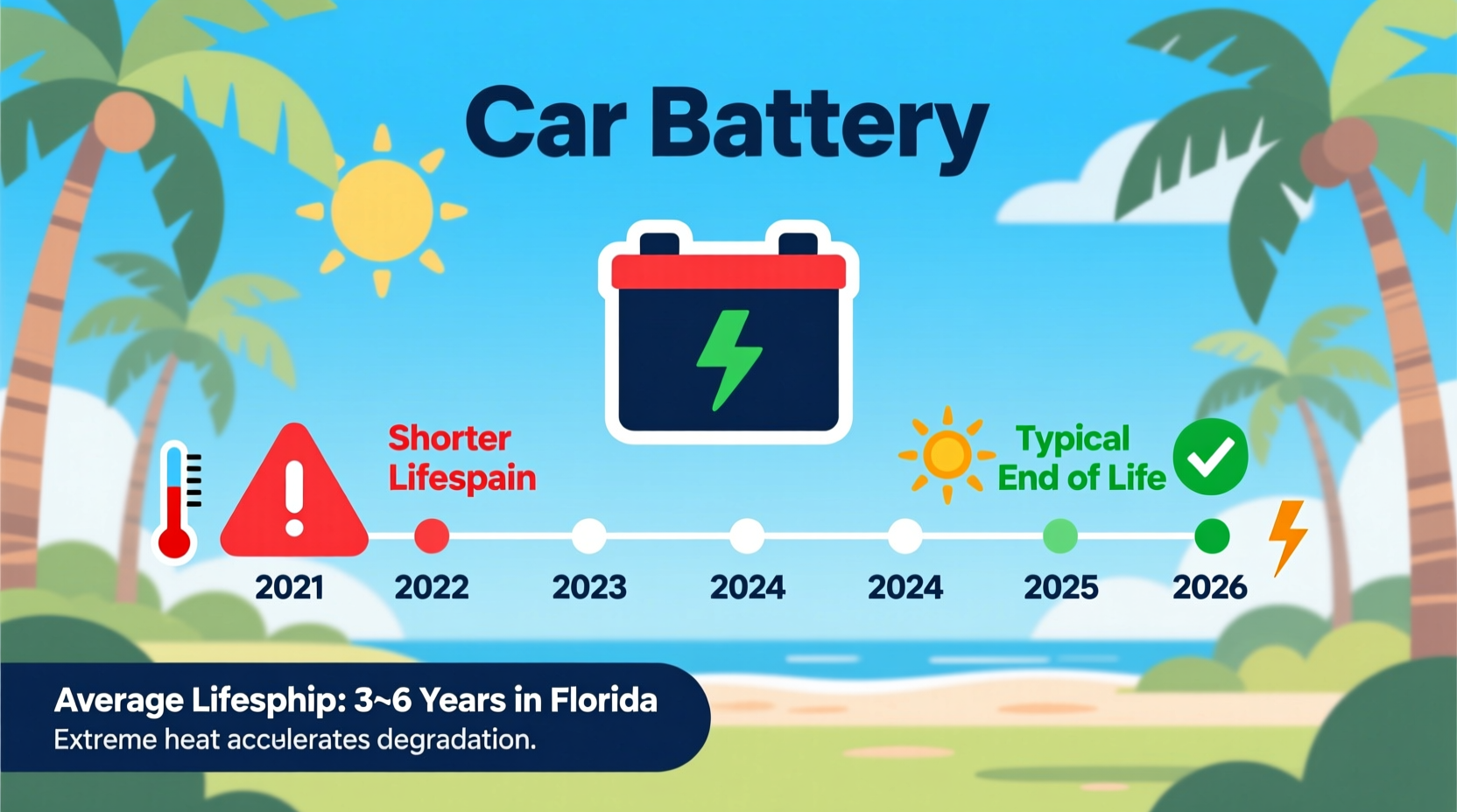 how long should a car battery last in florida