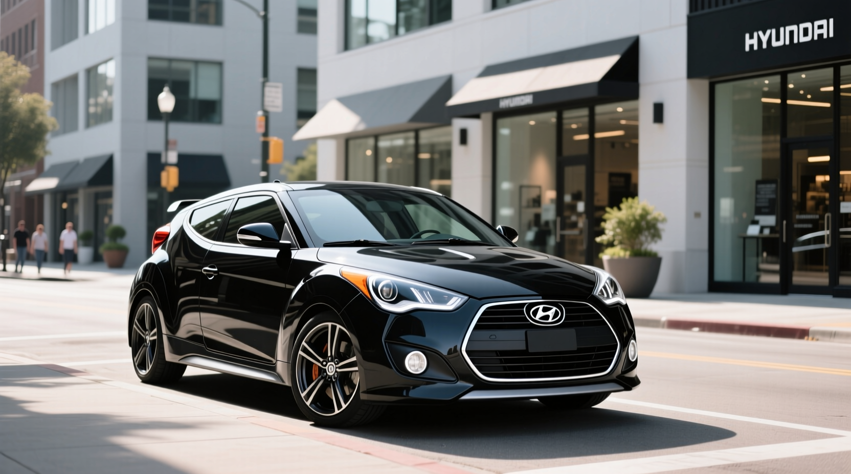 2014 Hyundai Veloster Turbo hatchback parked on urban street