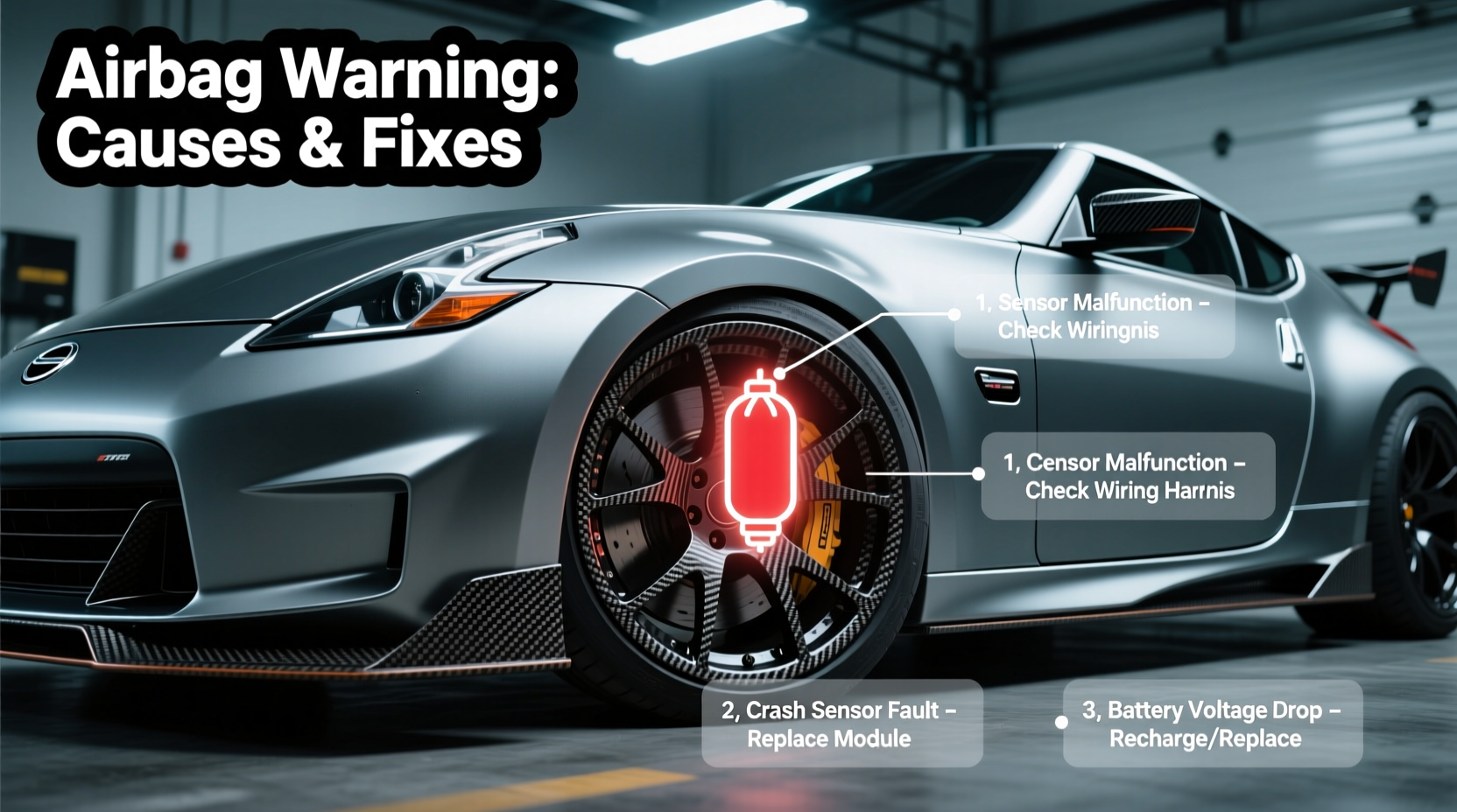 370z carbon wheel airbag warning