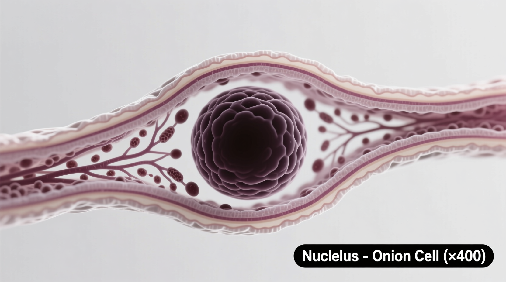 Onion cell under microscope showing nucleus