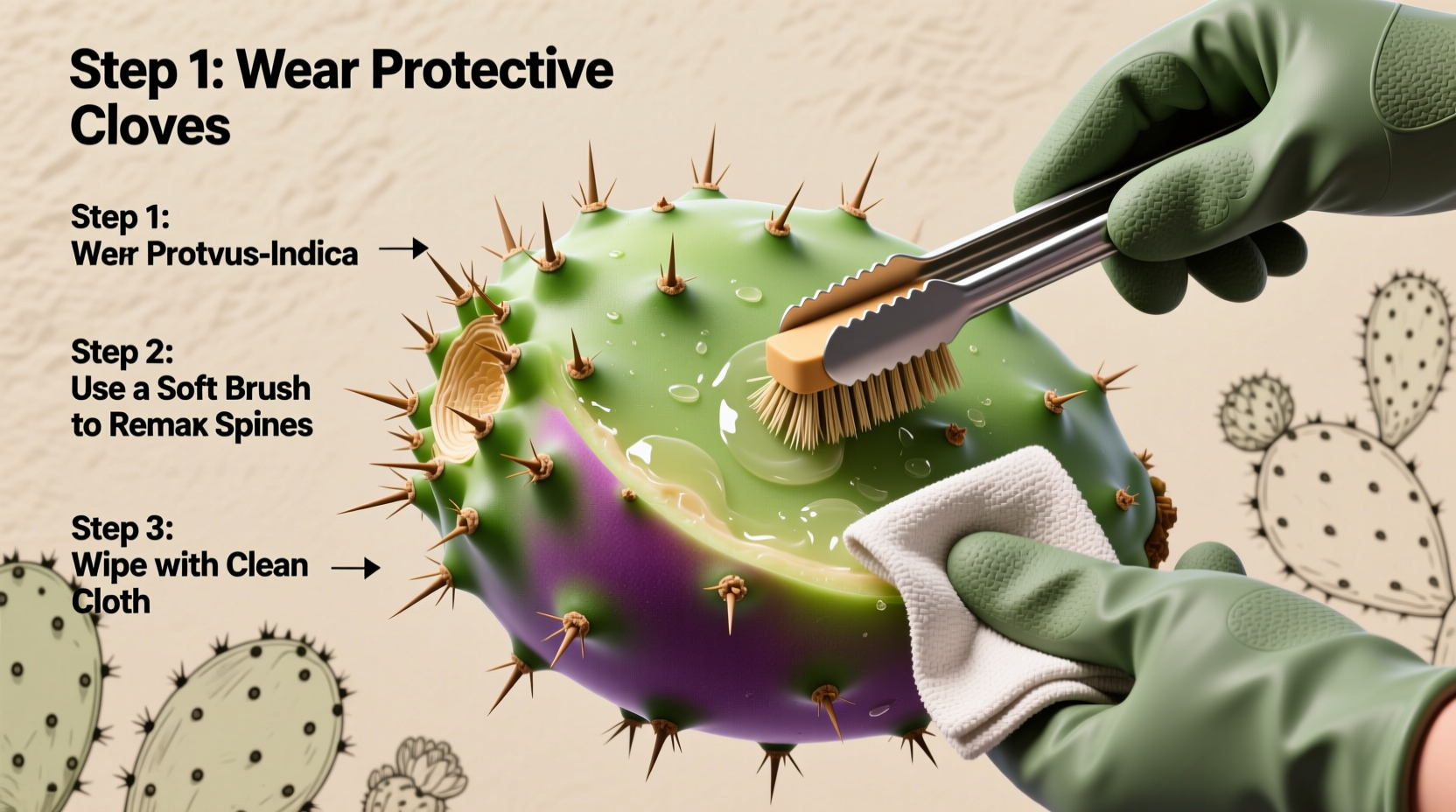 how to clean prickly pear cactus fruit