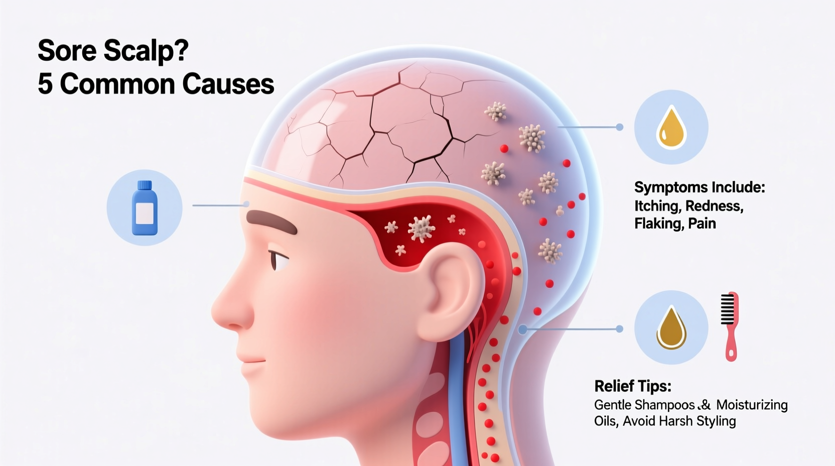 sore scalp common causes symptoms how to find relief